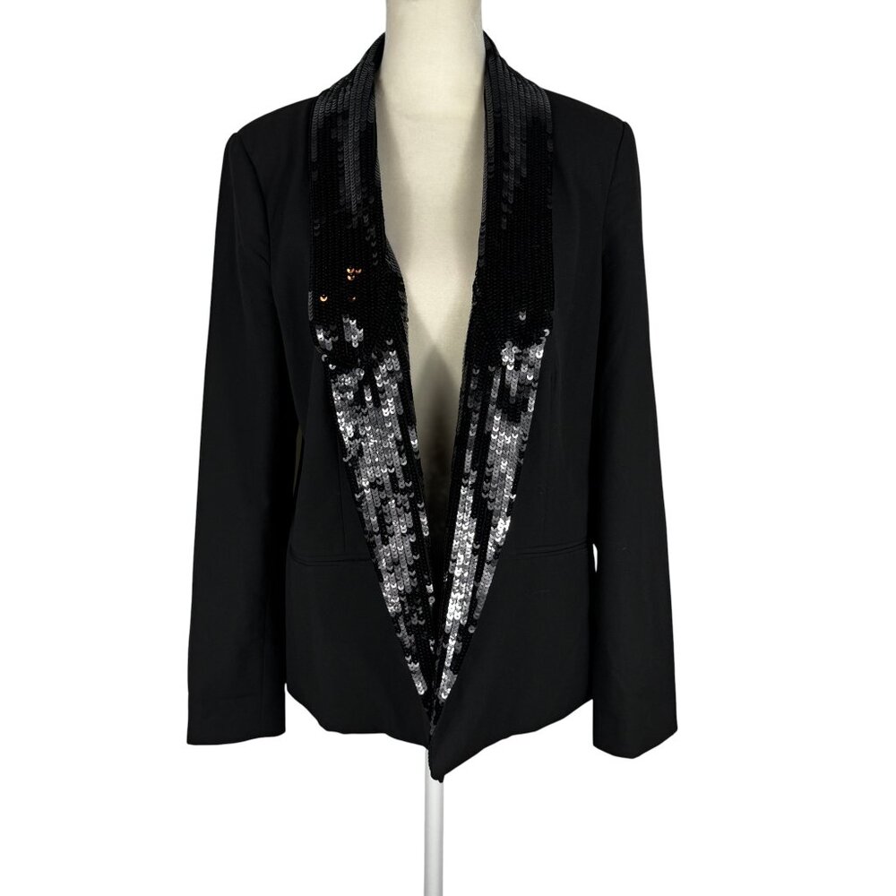 Michael Kors Black Blazer with Black Sequins Lapel Size 10P
